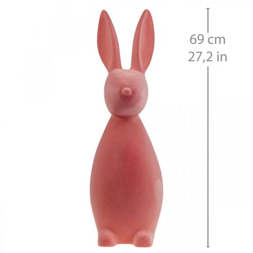 Floristik24 Dekoratyvinis Velykų zuikis – 2-as pasirinkimas – Flocked Orange Abrikosas H69cm
