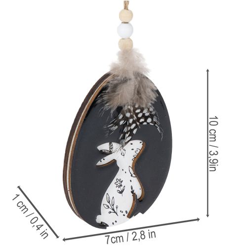 daiktų Mediniai Velykiniai kiaušiniai pakabinimui, balti ir juodi, 10 cm, 6 vnt.