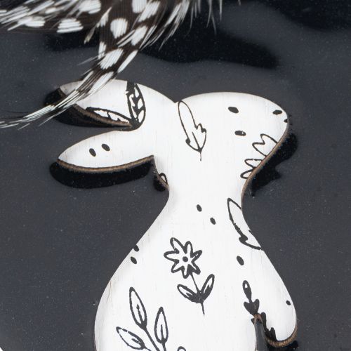 daiktų Mediniai Velykiniai kiaušiniai pakabinimui, balti ir juodi, 10 cm, 6 vnt.