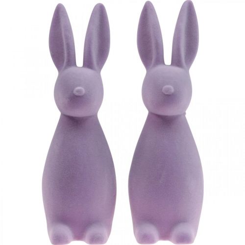 daiktų Dekoratyvinis Velykų zuikis – 2 pasirinkimas – flokuota alyvinė H29,5cm 2 vnt.