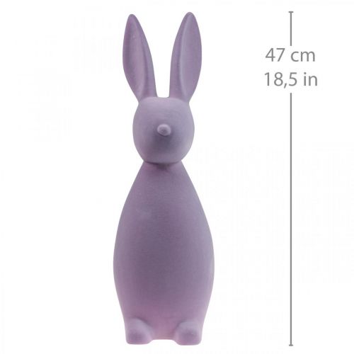 daiktų Dekoratyvinis Velykų zuikis – 2-as pasirinkimas – flokuota alyvinė 47cm