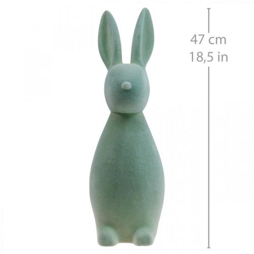 daiktų Dekoratyvinis zuikis Dekoratyvinis Velykų zuikis – 2-as pasirinkimas – pilkai žalias flokuotas H47cm