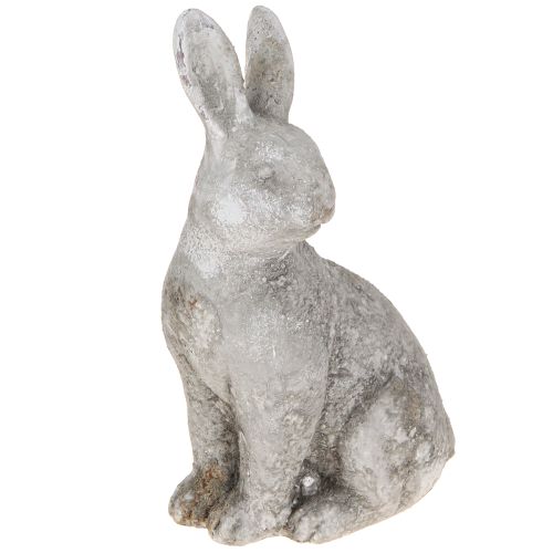 Sėdintis Velykų zuikutis, keramika, antikvarinė pilka, 13 × 10 × 22 cm