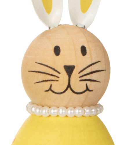 daiktų Dekoratyvinės triušių figūrėlės kiaušinio formos pavasariškam namų dekorui, 12 cm, 3 vnt.