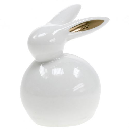 Floristik24 Velykų figūrėlė zuikis balta-auksinė 8,5cm 4vnt