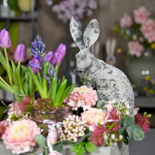 Floristik24 Dekoratyvinė triušio sėdėjimo akmens išvaizda sodo puošmena H31cm