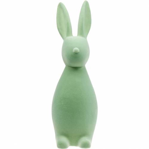 Floristik24 Velykų puošmena zuikis 47cm žalias flocked Velykų zuikio dekoravimo figūrėlė Velykos