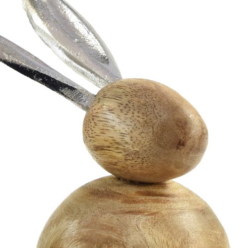 daiktų Triušis Mediena Metalas Natūralus Sidabras H10/12,5cm 2 vnt