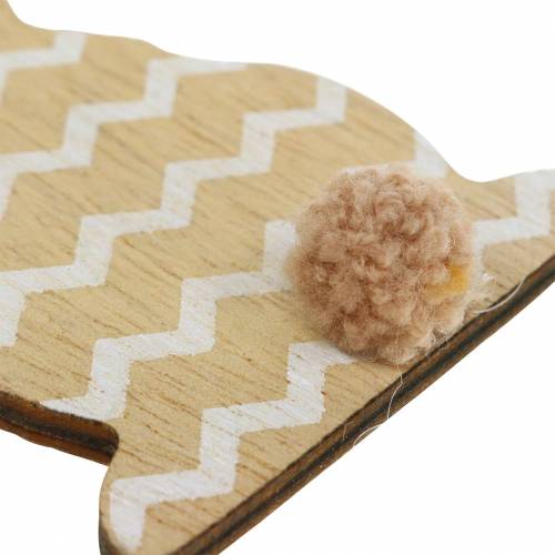 Floristik24 Velykinis zuikis pakabinimui kreminis, rudas, natūralaus medžio asorti H11,5cm 6vnt