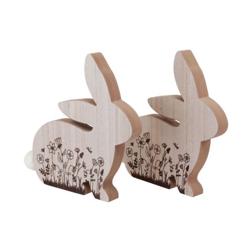 daiktų Bunny Wood Sėdimųjų gėlių raštas Natural White 24×24cm 2 vnt