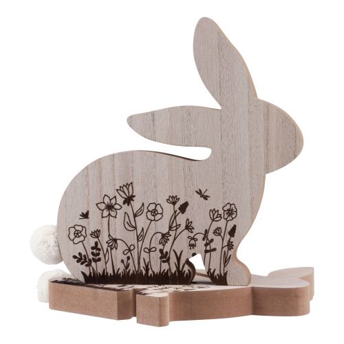 daiktų Bunny Medinės Sėdimosios Gėlės Raštas Natūralus Baltas 24×24cm 2vnt