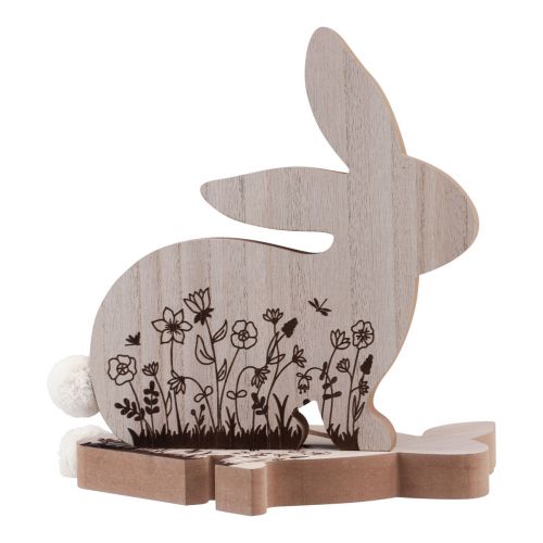 daiktų Bunny Wood Sėdimųjų gėlių raštas Natural White 24×24cm 2 vnt