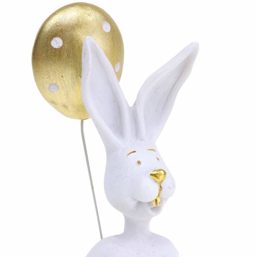 daiktų Kiškutis su balionu sėdi baltas, auksinis H13,5cm 2vnt