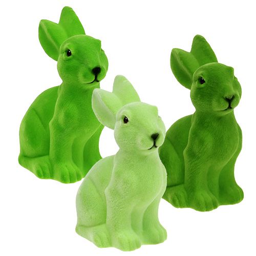 Floristik24 Bunny flocked green 15cm 3vnt