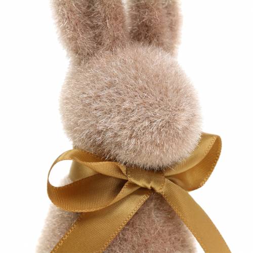 Floristik24 Bunny flocked šviesiai rudos spalvos 16cm 4vnt