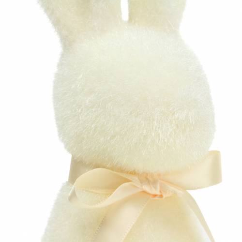 Bunny flocked baltas kremas H30cm 2vnt | Floristik24.lt