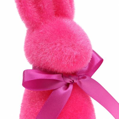 Floristik24 Bunny flocked rožinė 16cm 4vnt