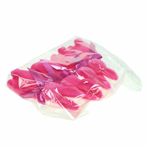 Floristik24 Bunny flocked rožinė 16cm 4vnt