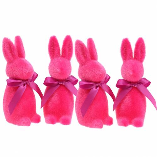 Floristik24 Bunny flocked rožinė 16cm 4vnt