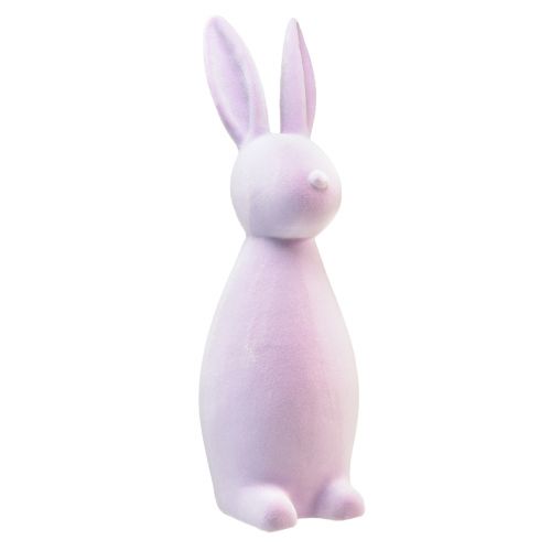 Velykų zuikio puošmena stovintis triušis – 2 pasirinkimas – flokuota alyvinė H47cm
