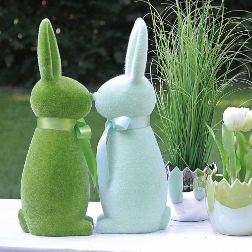 Floristik24 Flocked triušis žalias H42cm