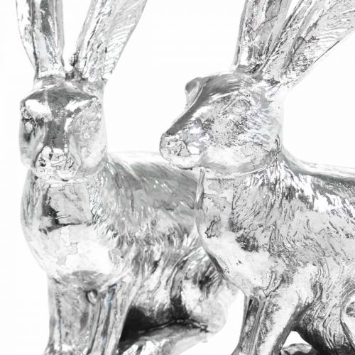 daiktų Velykų zuikis Sėdintis Sidabrinis Triušis Dekoratyvinė figūrėlė Velykos 13cm 2vnt