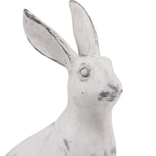 Floristik24 Triušio sėdėjimas dekoratyvinis triušis dirbtinis akmuo baltas pilkas H21,5cm