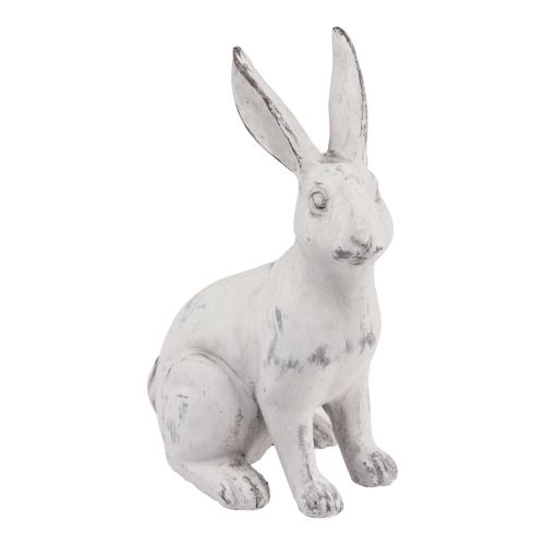 Floristik24 Triušio sėdėjimas dekoratyvinis triušis dirbtinis akmuo baltas pilkas H21,5cm