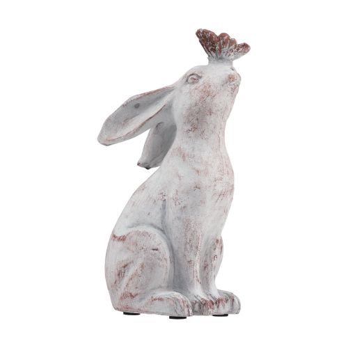 Floristik24 Triušio sėdėjimo dirbtinio akmens drugelio dekoracija 14×10,5×26cm