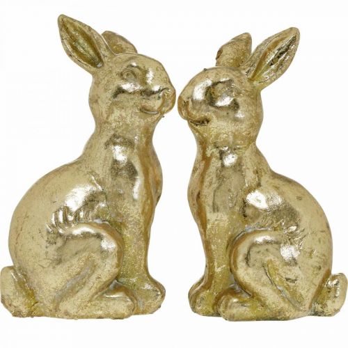 daiktų Auksinis zuikis, sėdi senovinė išvaizda Velykų zuikis H12,5cm 2vnt