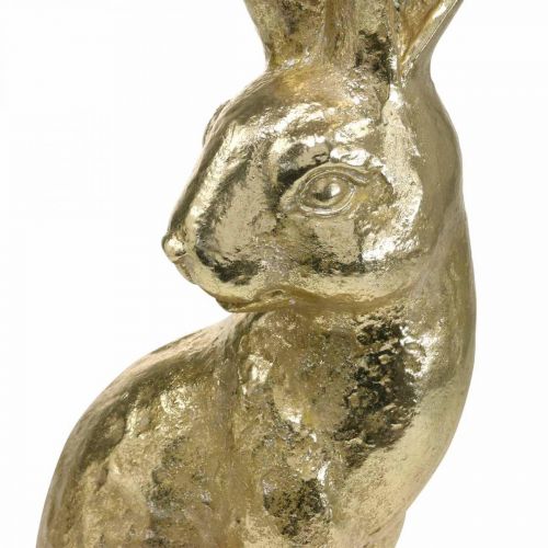Floristik24 Dekoratyvinis zuikis didelis Velykų zuikis sėdi auksinis 22×17×51,5 cm