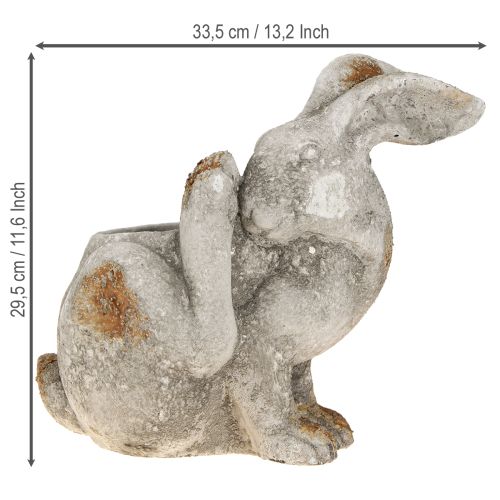 daiktų Triušio dekoratyvinis betoninis gėlių vazonas antikvarinis pilkas 33,5x17x29,5cm
