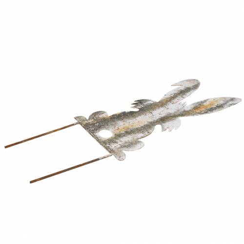 Floristik24 Velykų dekoravimo zuikis klijuoti rūdžių beržo išvaizda metalinis 16,5 × 32 cm