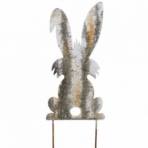Floristik24 Velykų dekoravimo zuikis klijuoti rūdžių beržo išvaizda metalinis 16,5 × 32 cm