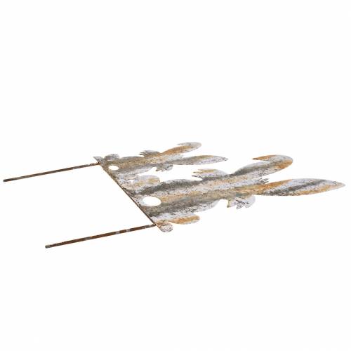 Floristik24 Velykų puošmena zuikis su vaiku klijuoti rūdžių beržo išvaizda metalinis 25 × 32cm