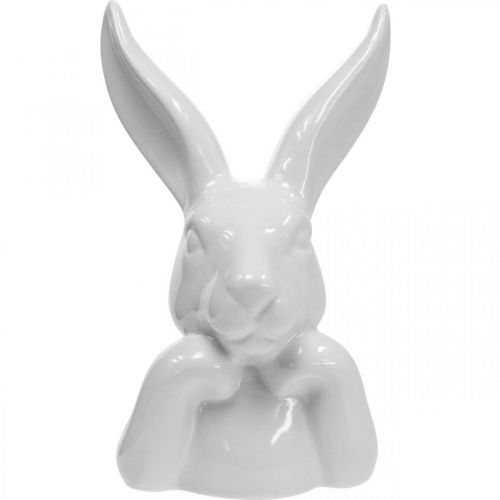 Floristik24 Deco triušio keramika balta, triušio biustas Velykų puošmena H17cm 3vnt