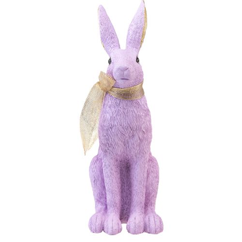 Floristik24 Triušio figūrėlė Velykų zuikis dekoratyvinis triušis sėdi violetinis auksas H35cm