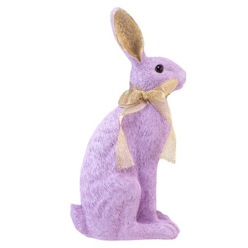 Floristik24 Triušio figūrėlė Velykų zuikis dekoratyvinis triušis sėdi violetinis auksas H35cm