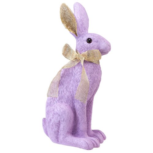 Floristik24 Triušio figūrėlė Velykų zuikis dekoratyvinis triušis sėdi violetinis auksas H35cm