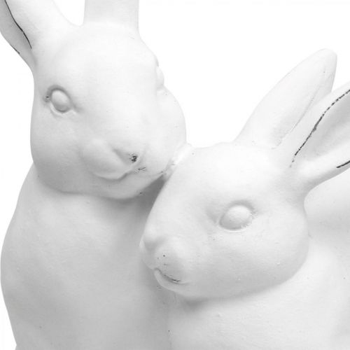 Floristik24 Kiškutis mama su vaiku vintažiniu keraminiu baltu 15,5×15×18 cm