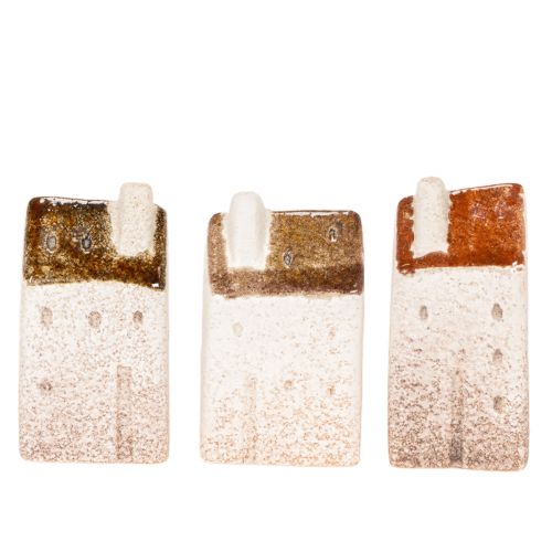 Dekoratyvinis keraminių namelių rinkinys, miniatiūriniai pastatomi nameliai, 7 cm, 3 dalys | Floristik24.lt