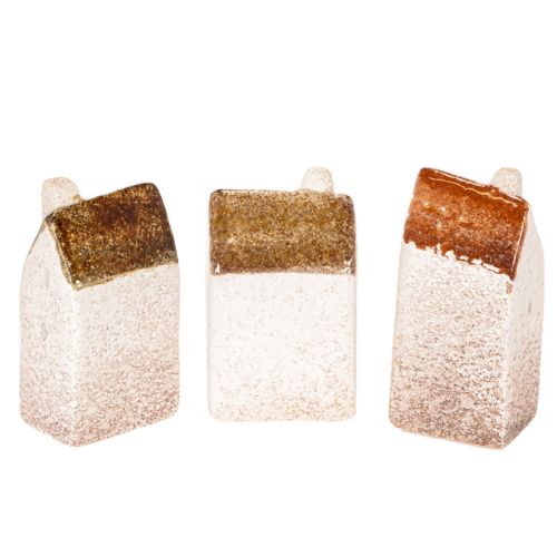Dekoratyvinis keraminių namelių rinkinys, miniatiūriniai pastatomi nameliai, 7 cm, 3 dalys | Floristik24.lt