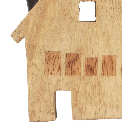 daiktų Dekoratyvinis namas medinis dekoratyvinis žvakių laikiklis juodas 10,5×3,5×13cm