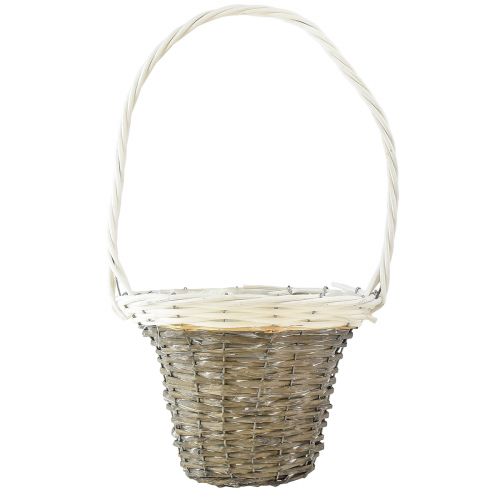 daiktų Rankenos krepšelis gluosnio krepšelis pilkai baltas Ø25 H45cm