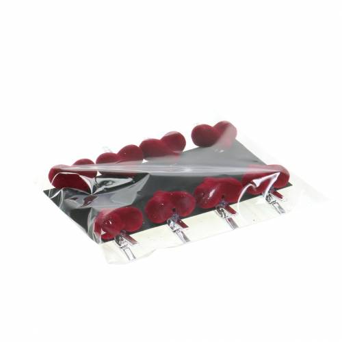 daiktų Deco širdelė su segtuku raudona 3cm 8 vnt