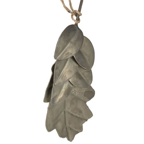 daiktų Rudeniniai deko lapai metaliniai sidabriniai pilki L20cm 4vnt