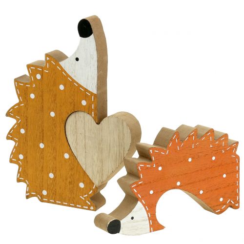 Floristik24 Rudens puošmena ežiuko pora su širdele 15cm - 18cm