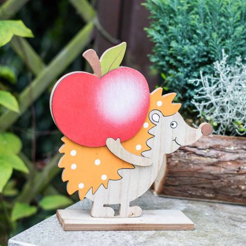 Floristik24 Rudeninė figūrėlė, ežiukas su obuoliu ir grybu, medžio apdaila oranžinė / raudona H24 / 23,5 cm rinkinys iš 2