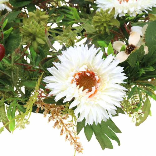 Floristik24 Rudeninis vainikas chrizantema baltas Ø30cm