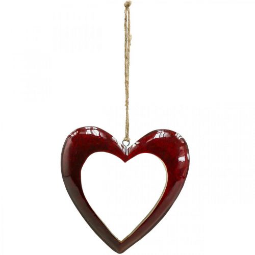 Floristik24 Širdelė pagaminta iš medžio, deko širdelė pakabinama, širdelė dekoruota raudona H15cm